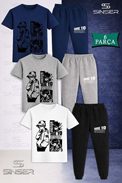 SS SİNSER Παιδικό Unisex DARE TO START ΜΑΥΡΟ Σετ φόρμας με μπλουζάκι 3 τεμαχίων