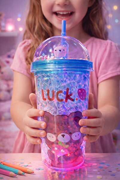 BiTon Toptan وعاء ماء على شكل دب مع شفاطة ومظهر زجاجي مثلج وإضاءة LED سعة 450...