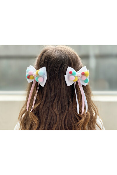 Nevgiss Aksesuar Figured Design Rubber Buckle with Pompoms and Tulle Ribbons,...