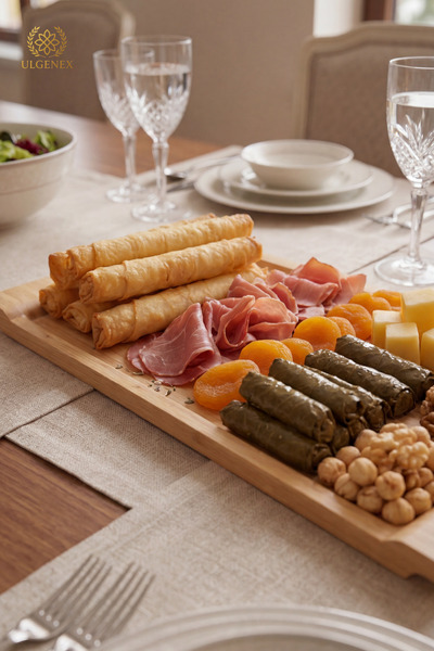 Ulgenex 100% Natural Bamboo Presentation Board 35X15 cm Rectangular Serving Plate Cheese Deli Snack Serving Tray