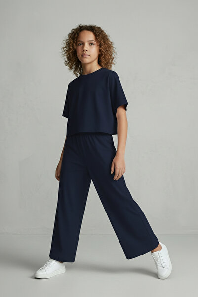 Colorinas Lumy Combed Cotton Girls' Wide-Leg Summer Trousers