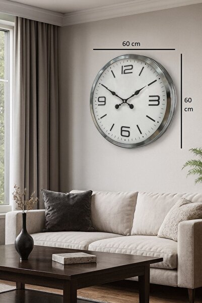ForWhat 60cm Chrome Metal Style Wall Clock for Office Home Office Gift