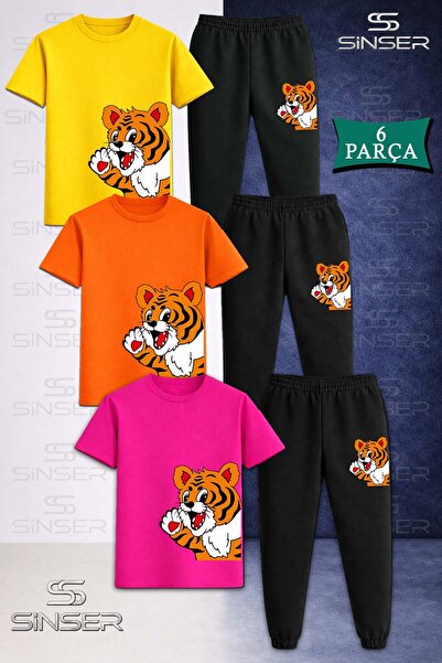 SS SİNSER Παιδικό Unisex Σετ φούτερ και μπλουζάκι 3 τεμαχίων με χαριτωμένο σχ...