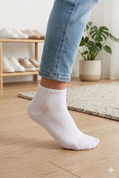 ck socks 6 Çift Beyaz Günlük Terletmez Pamuklu Tenis Kolej Unisex Corap
