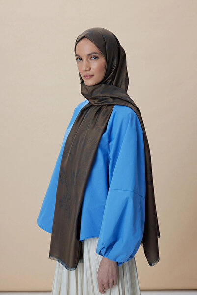 Maisa Jade Modal Silk Jacquard Shawl 70*200 cm - Brown