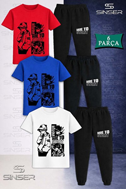 SS SİNSER Παιδικό Unisex DARE TO START ΜΑΥΡΟ Σετ φόρμας με μπλουζάκι 3 τεμαχίων