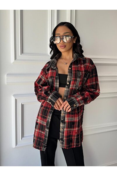 CC STORE ELISE shirt, oversized red-black plaid, urban-chic look