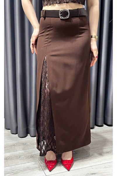 IŞILDA FASHION Δαντελένια μακριά φούστα με λεπτομέρειες Işılda