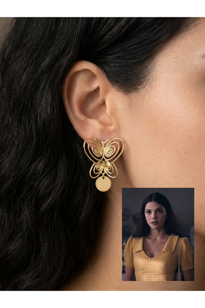 Elmosia Jewelry أقراط فوسون على شكل فراشة - تصميم أنيق مستوحى من الطراز الذهب...