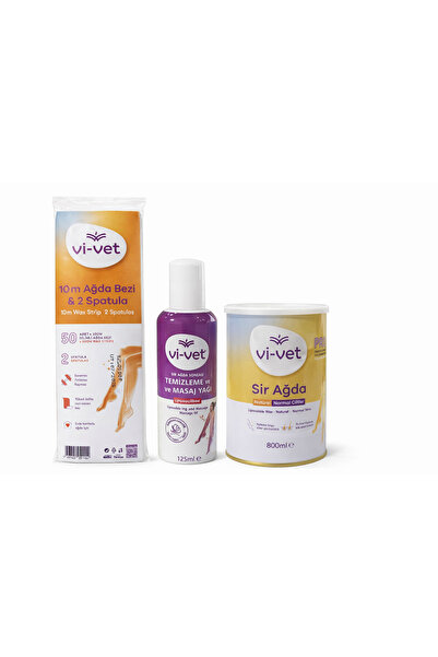 Vi-vet vi vet sir agda naturel 800 ml 3 lü set temizleme yagı ve agda bezli