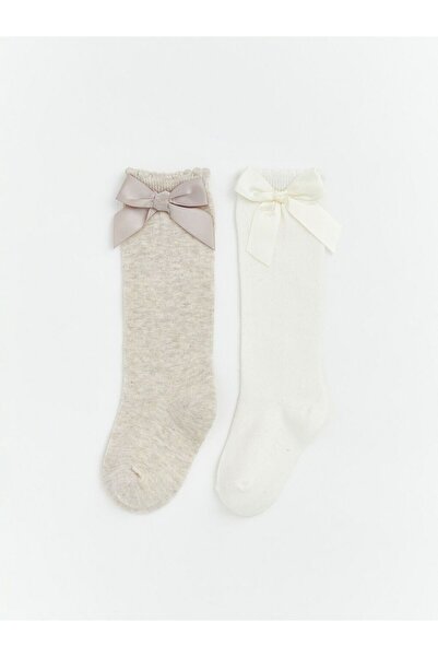 LC Waikiki Baby Girl Knee-High Socks with Bow, 2-Piece Set
