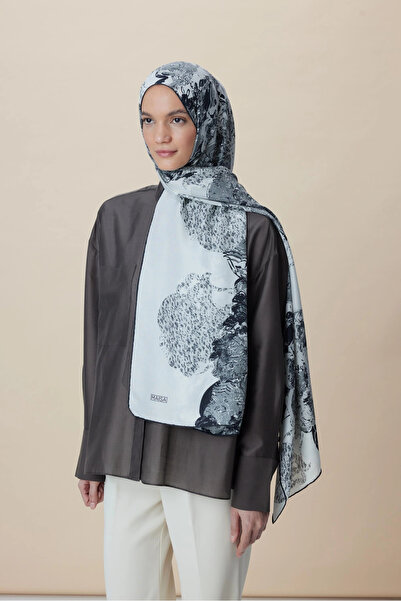 Maisa شال توفانا قطن حرير 70*190 سم - رمادي