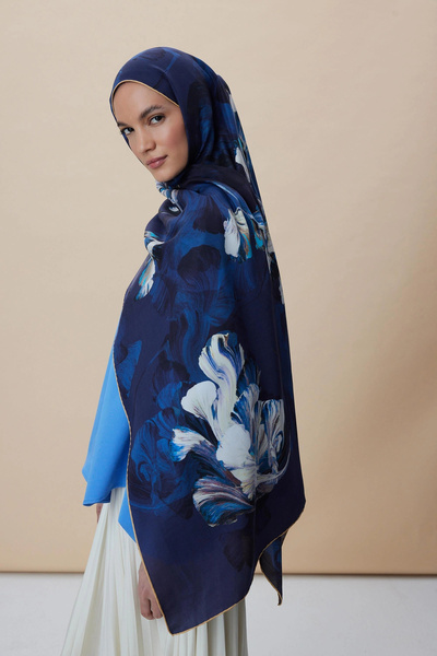 Maisa Akva Cotton Silk Shawl 70*190 cm - Blue