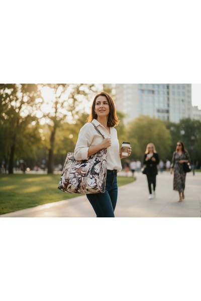 Caterina Collection Marble Canvas Hand and Shoulder Bag