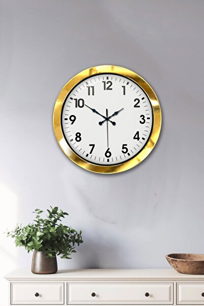 ForWhat 36cm Golden Metal Standard Mechanism for Office Home Office Wall Clock
