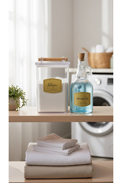 zezedesing Βάζο απορρυπαντικού με ξύλινη λαβή και καπάκι 2000ML + Μπουκάλι μα...