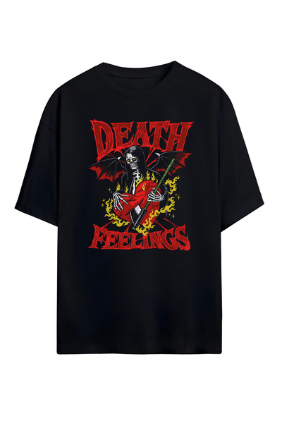 STİL-X Μπλουζάκι με στάμπα Death Feelings, Unisex, 100% βαμβακερό, Oversize