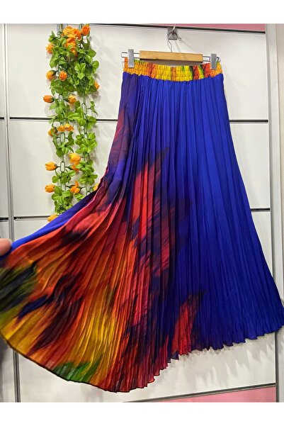 edu collection Patterned Chiffon Bohe Bell Skirt with Lining