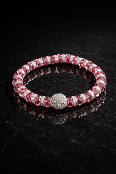 LuneraBag Premium Pink Crystal Stone Women's Bracelet – Elastic Stylish Desig...
