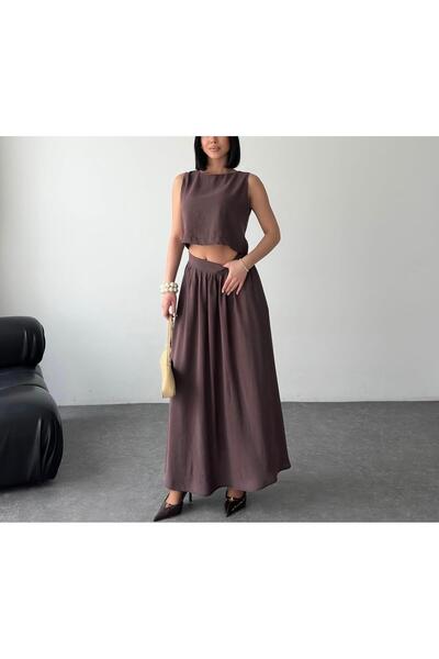 SUYA US WEAR Women's Modal Fabric Crop Blouse - High Waist Long Skirt Two-Pie...