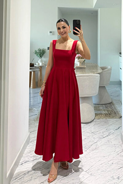 MOZENA Strappy Square Neck Tie Back Füsun Dress