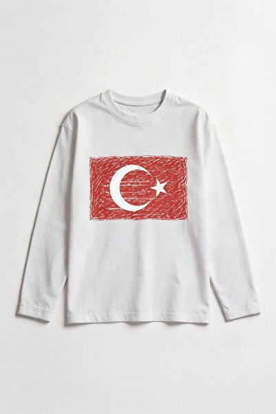 Perendi Boy's Turkish Flag Printed Long Sleeve T-Shirt