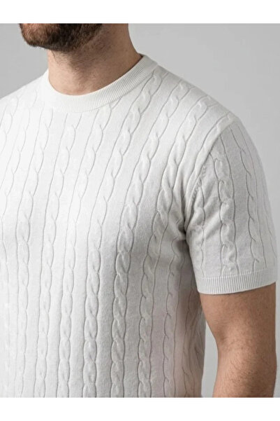 Savira Men's Summer Knitwear Woven T-Shirt Short Sleeve Crew Neck Knitted Pat...