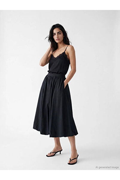 LC Waikiki Lcw Vision Black Elastic Waist Balloon Skirt