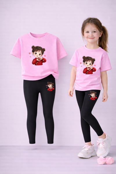 LORVEX Set de tricou și jambiere pentru fete, 100% bumbac, elastic, confortab...