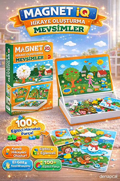 DENAPCAL Manyetik Bloklar Eğitici Puzzle Oyun Seti Kartlı Mevsimler Manyetik ...