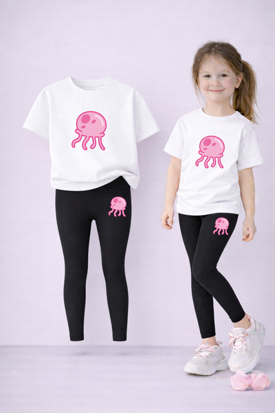 VODEXA Set de tricou și jambiere pentru fete, 100% bumbac, elastic, confortab...