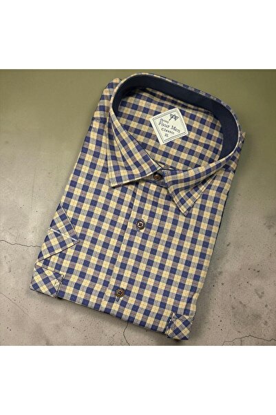 GÖMLEK GALERİSİ Classic Wide Cut Men's Plaid Double Pocket Short Sleeve Shirt