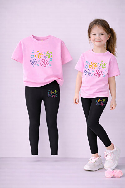 VODEXA Set de tricou și jambiere pentru fete, 100% bumbac, elastic, confortab...