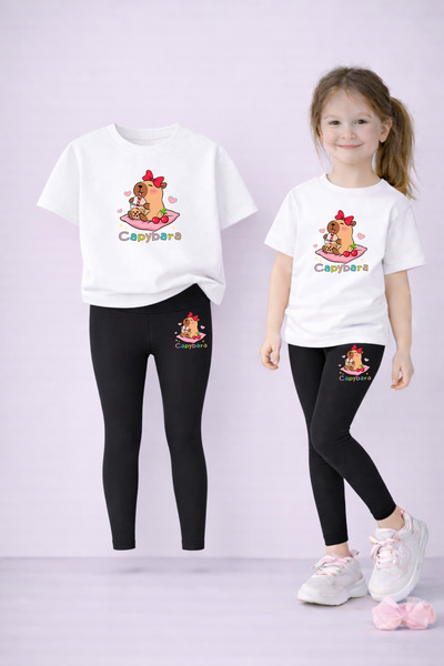 LORVEX Set de tricou și jambiere pentru fete, 100% bumbac, elastic, confortab...