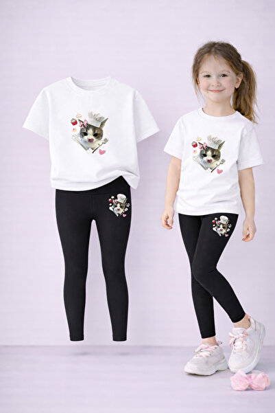 VODEXA Set de tricou și jambiere pentru fete, 100% bumbac, elastic, confortab...