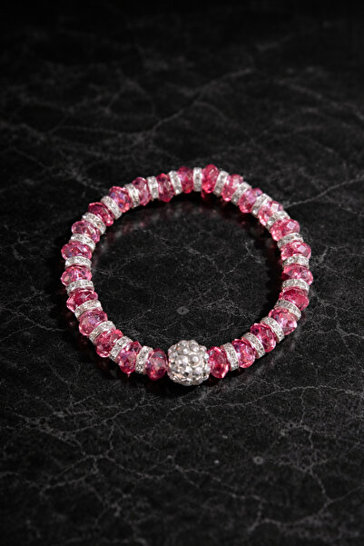 LuneraBag Premium Pink Crystal Stone Women's Bracelet – Elastic Stylish Desig...