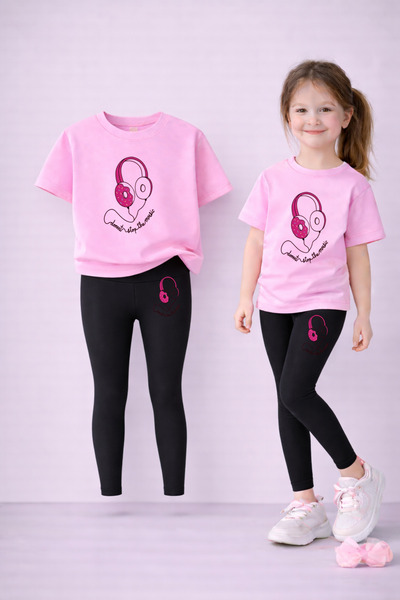 VODEXA Set de tricou și jambiere pentru fete, 100% bumbac, elastic, confortab...