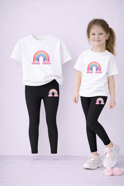 VODEXA Set de tricou și jambiere pentru fete, 100% bumbac, elastic, confortab...