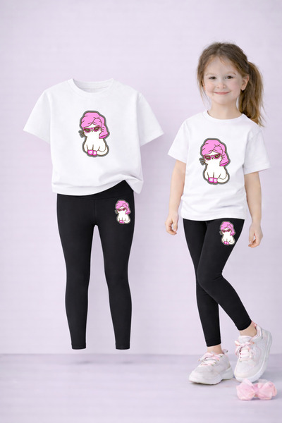 LORVEX Set de tricou și jambiere pentru fete, 100% bumbac, elastic, confortab...