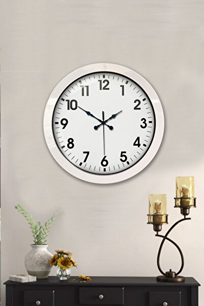 ForWhat 36cm White Metal Standard Mechanism for Office Home Office Wall Clock