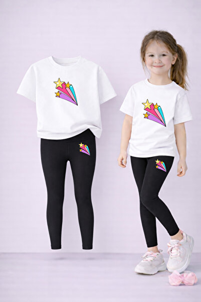 VODEXA Set de tricou și jambiere pentru fete, 100% bumbac, elastic, confortab...