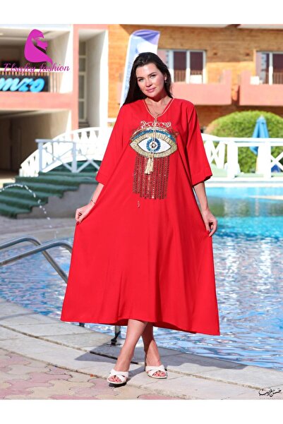 Graciana Midi Robe with Eye Pattern, Cotton Material, Free Size