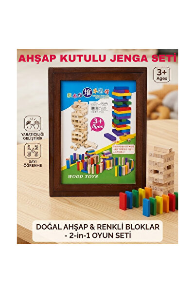 direkstoktan 2’si 1 Arada Eğitici Ahşap Denge Oyun Seti – Renkli & Sayılı / A...