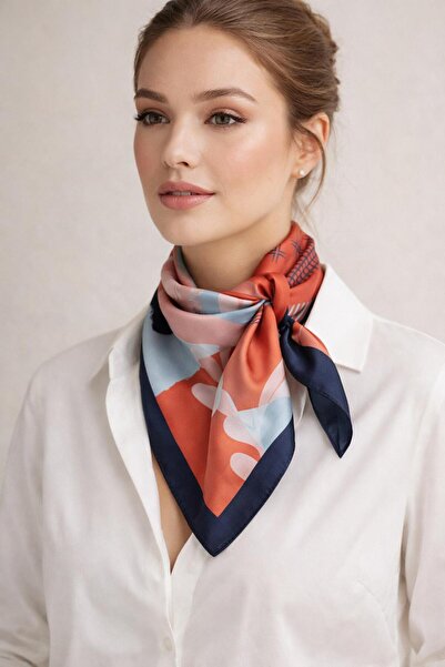 ZRN AKSESUAR Fular Hair Accessory Blue-Orange Bag That Can Be Used as an Acce...