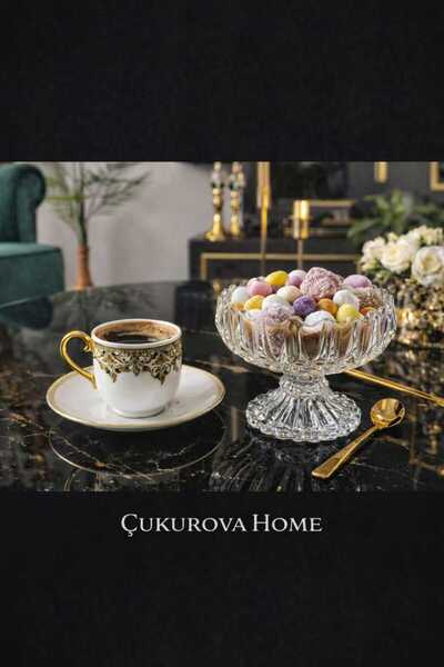 çukurova home 6-Person Glass Coffee Cup with Stand - Presentation Container -...