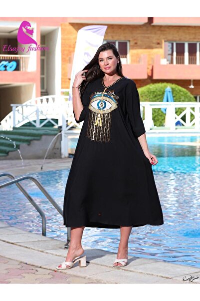 Graciana Midi Robe with Eye Pattern, Cotton Material, Free Size