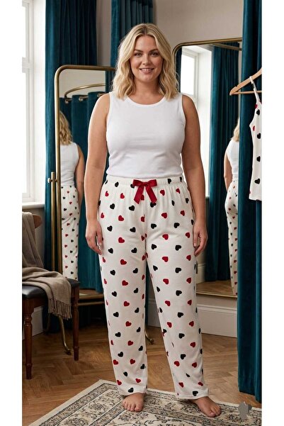 Temporium Women's Plus Size Patterned Milan Fabric Pajama Bottoms