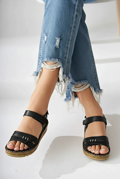 Lively Stylish Agna Women's Genuine Leather Comfortable Cork Sole Adjustable ...