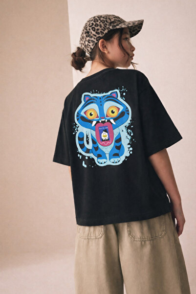 Little Aden Girl's Kpop Demon Hunters Printed 100% Cotton Oversize Summer T-S...