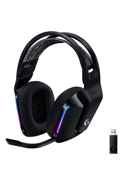 logitech Casti gaming wireless G733, ultrausoare, Lightsync RGB, Negru